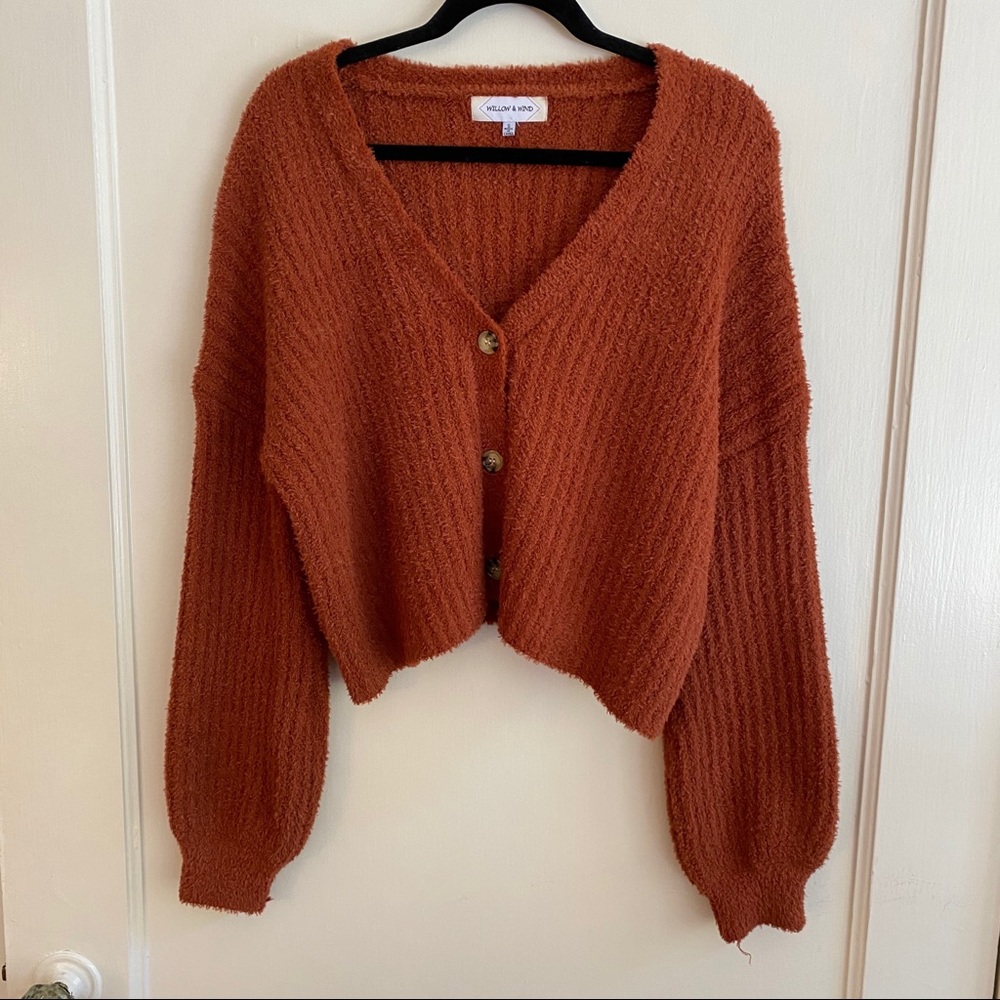 Willow & Wind burnt orange cropped sweater small